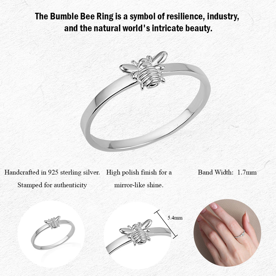 .925 Sterling Silver Bumble Bee Ring
