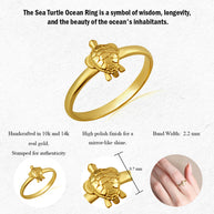 Gold Marine Sea Turtle Ring (Available in Yellow/Rose/White Gold)