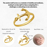 Solid Gold Nautical Anchor Band Ring (Available in Yellow/Rose/White Gold)