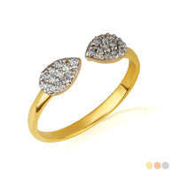 Gold Twin Pear Diamond Studded Band Ring (Available in Yellow/Rose/White Gold)