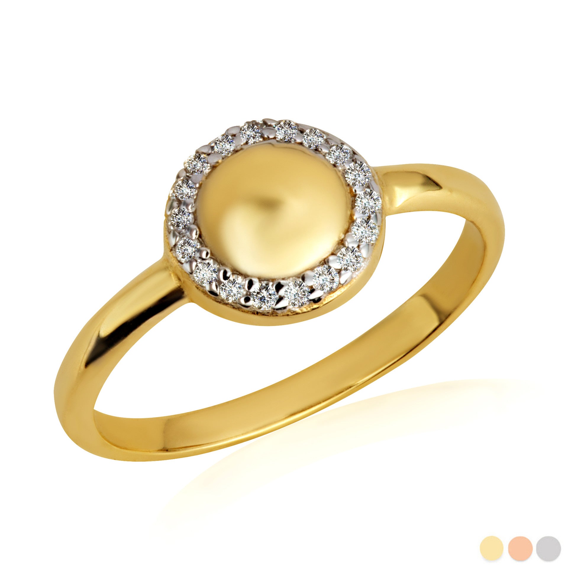 Gold Diamond Halo Circle Ring (Available in Yellow/Rose/White Gold)