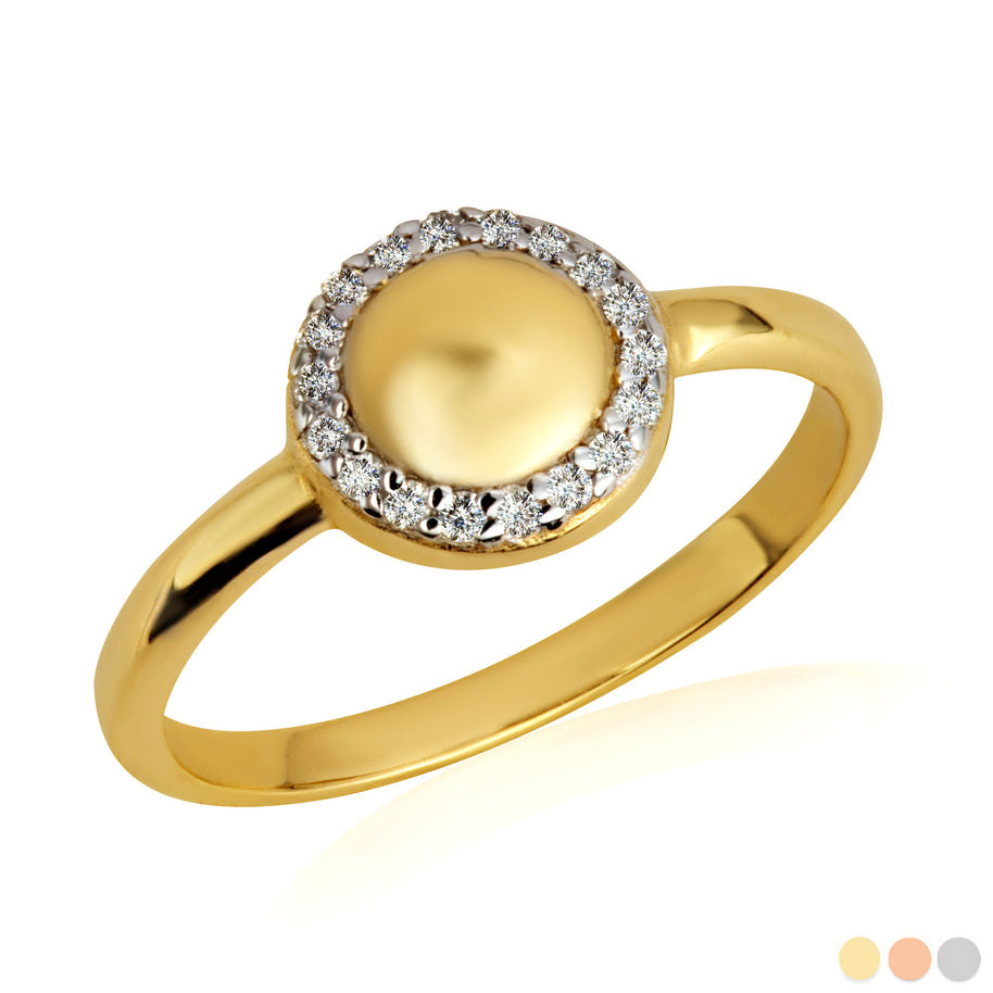 Gold Diamond Halo Circle Ring (Available in Yellow/Rose/White Gold)