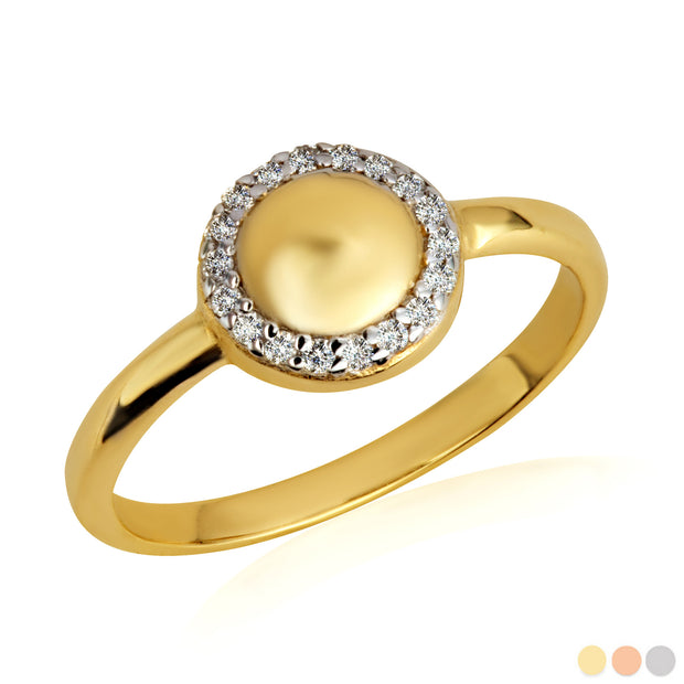 Gold Diamond Halo Circle Ring (Available in Yellow/Rose/White Gold)