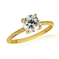 Gold Personalized Birthstone Rope Ring (Available in Yellow/Rose/White Gold)