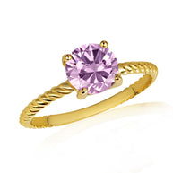 Gold Personalized Birthstone Rope Ring (Available in Yellow/Rose/White Gold)