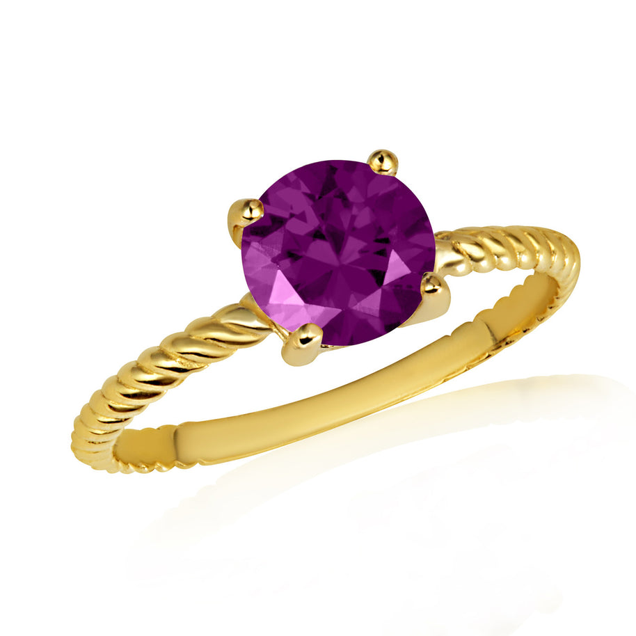 Gold Personalized Birthstone Rope Ring (Available in Yellow/Rose/White Gold)