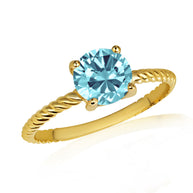 Gold Personalized Birthstone Rope Ring (Available in Yellow/Rose/White Gold)