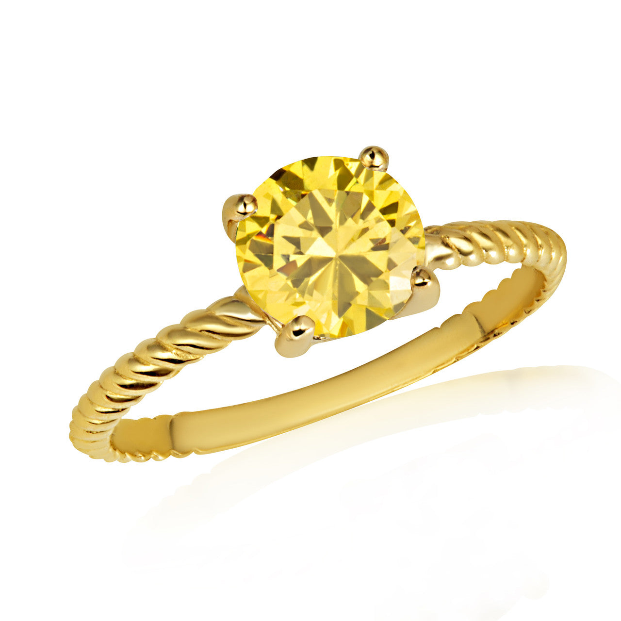 Gold Personalized Birthstone Rope Ring (Available in Yellow/Rose/White Gold)