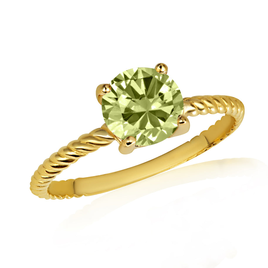 Gold Personalized Birthstone Rope Ring (Available in Yellow/Rose/White Gold)