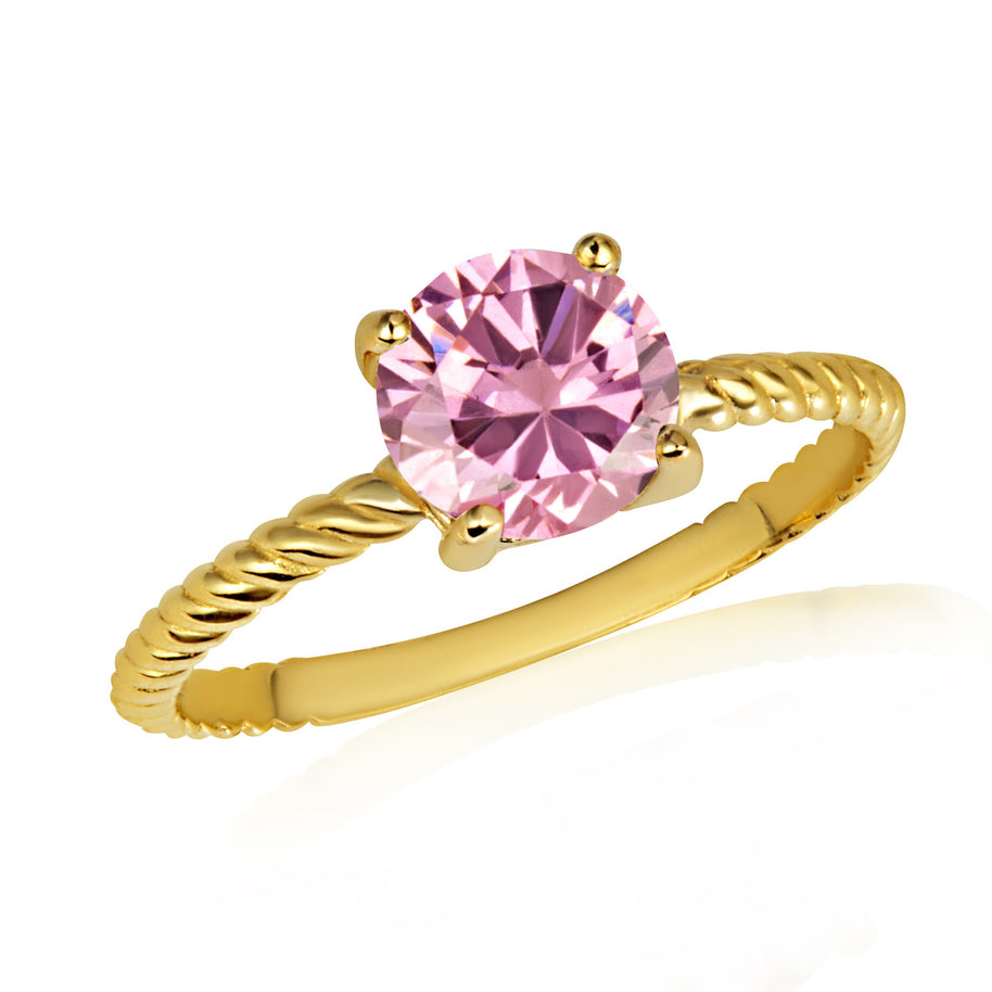 Gold Personalized Birthstone Rope Ring (Available in Yellow/Rose/White Gold)