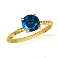 Gold Personalized Birthstone Rope Ring (Available in Yellow/Rose/White Gold)