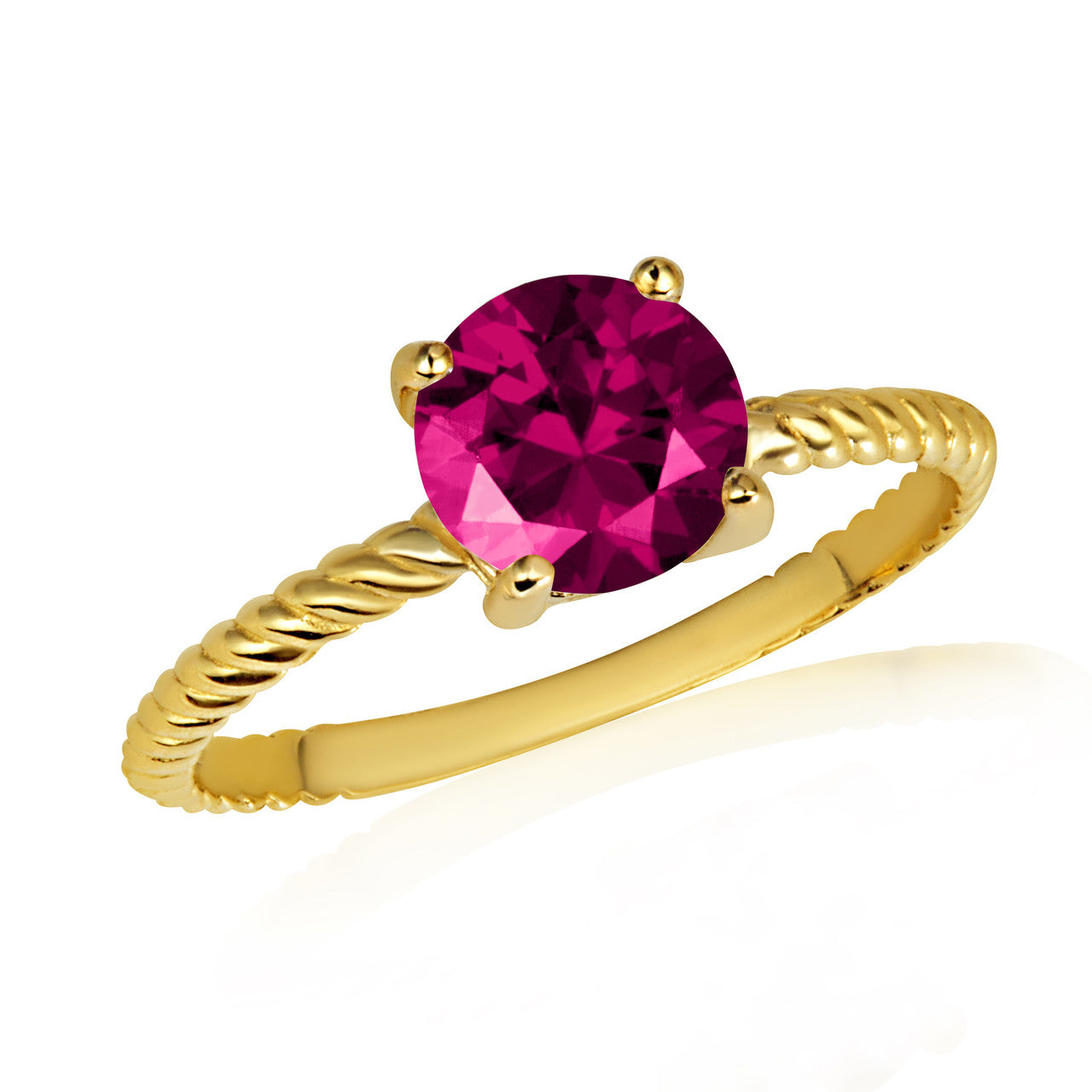 Gold Personalized Birthstone Rope Ring (Available in Yellow/Rose/White Gold)