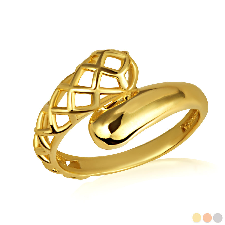 Gold Geometric Design Wraparound Ring (Available in Yellow/Rose/White Gold)
