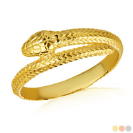 Gold Coiled Serpent Snake Textured Ring (Available in Yellow/Rose/White Gold)