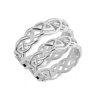 .925 Sterling Silver Irish Celtic Knot Eternity Unisex Band Ring Set