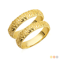Gold Irish Celtic Trinity Knot Eternity Unisex Band Ring Set (Available in Yellow/Rose/White Gold)