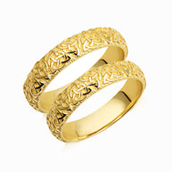 Gold Irish Celtic Trinity Knot Eternity Unisex Band Ring Set (Available in Yellow/Rose/White Gold)