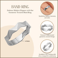 .925 Sterling Silver Geometric Band Ring