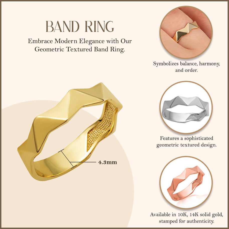 Gold Geometric Band Ring (Available in Yellow/Rose/White Gold)