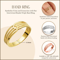 Gold Multi-Row Beaded Band Ring (Available in Yellow/Rose/White Gold)