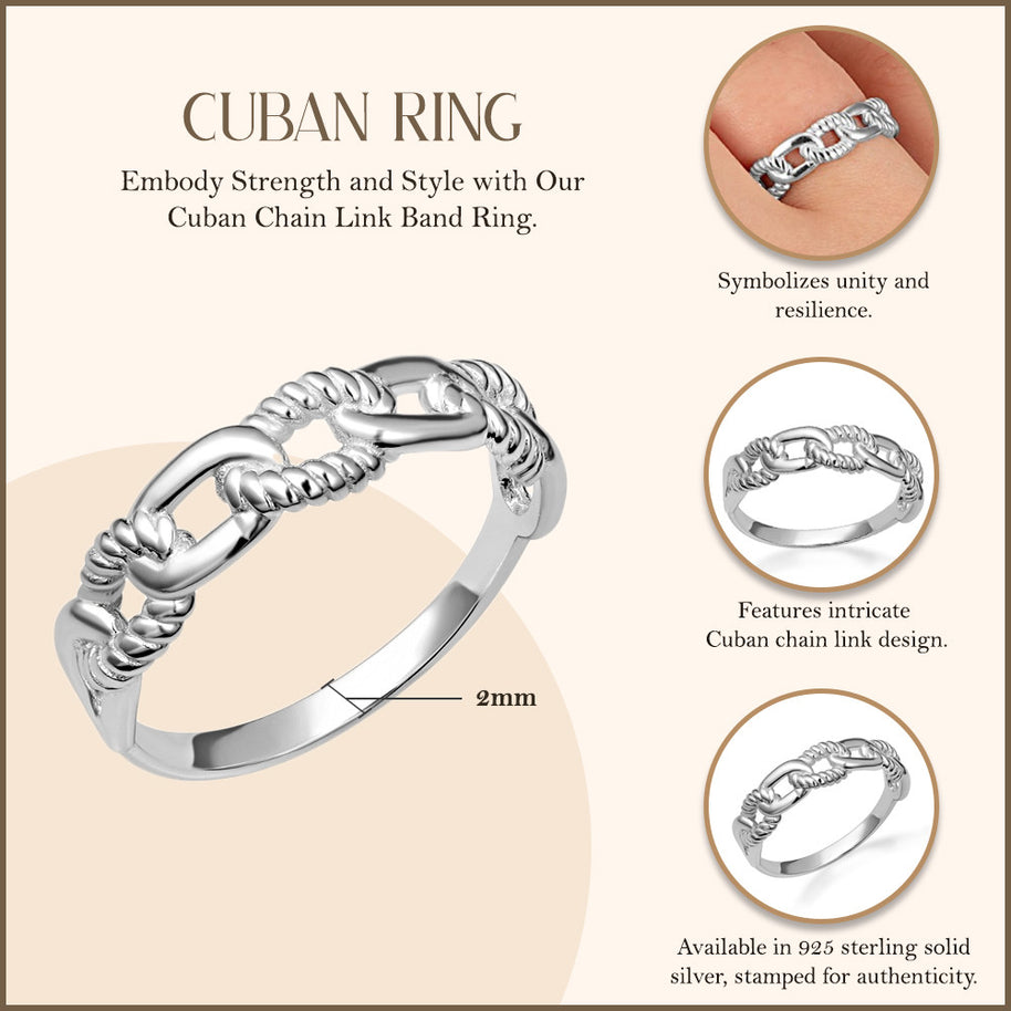 .925 Sterling Silver Chain Link Band Ring