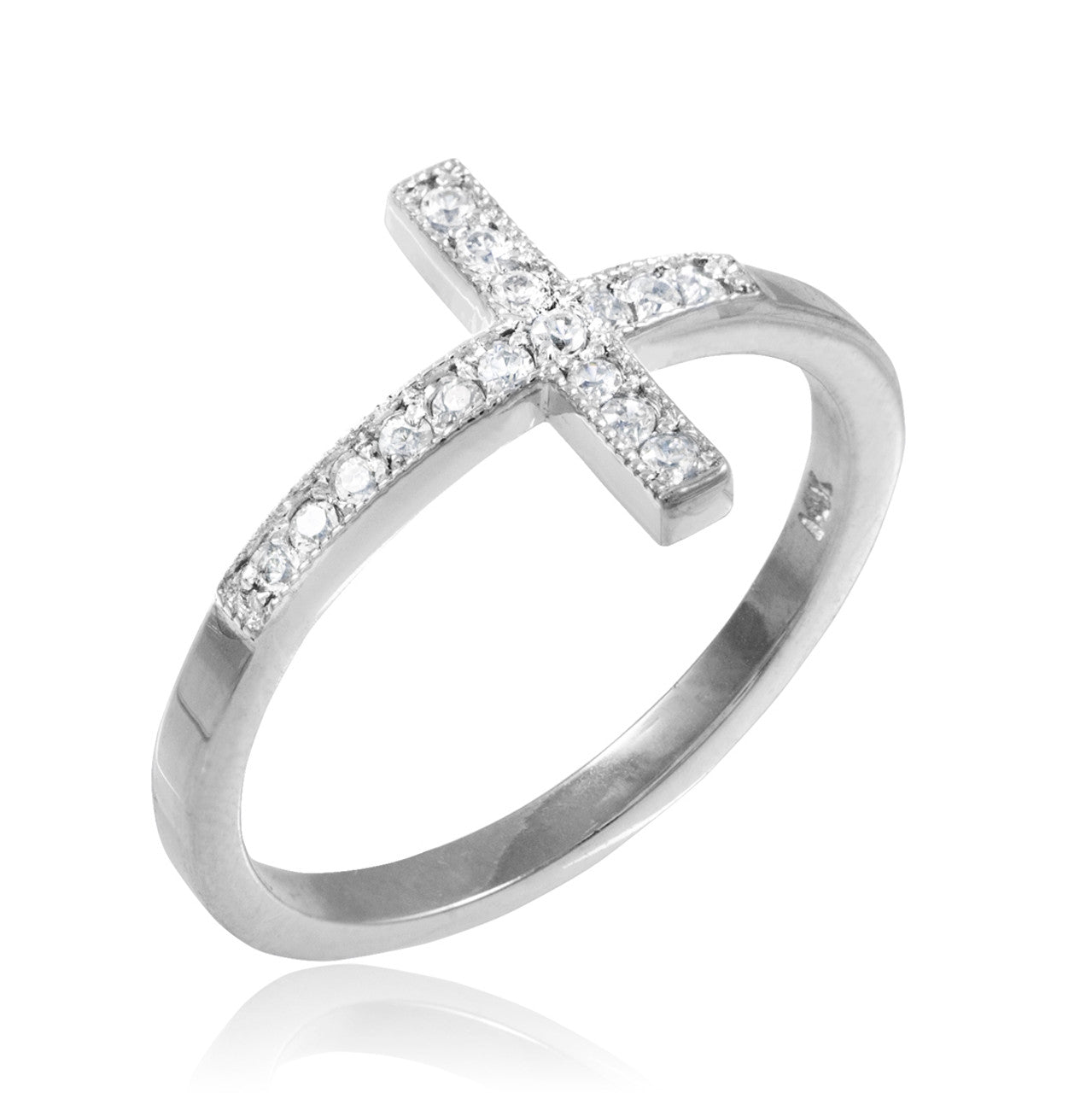 Gold Diamond Sideways Cross Ring (Available in Yellow/Rose/White Gold)