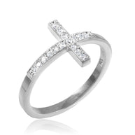 Gold Diamond Sideways Cross Ring (Available in Yellow/Rose/White Gold)