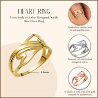 Gold Elongated Double Heart Love Ring (Available in Yellow/Rose/White Gold)