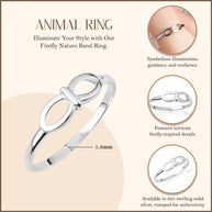 .925 Sterling Silver Firefly Nature Band Ring