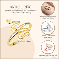 Gold Coiled Serpent Snake Band Ring (Available in Yellow/Rose/White Gold)