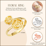 Gold Double Rose Flower Band Ring (Available in Yellow/Rose/White Gold)