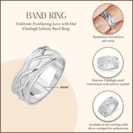 .925 Sterling Silver Infinity Milgrain Textured Band Ring