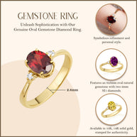 Gold Genuine Oval Gemstone Diamond Ring (Available in Yellow/Rose/White Gold)