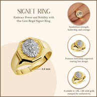 Two-Tone Gold Lion Head Signet Ring