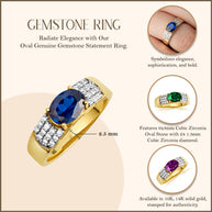 Yellow Gold Oval Birthstone Cubic Zirconia Band Ring