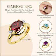 Yellow Gold Oval Gemstone Diamond Statement Ring