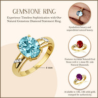 Yellow Gold Diamond Oval Gemstone Statement Ring