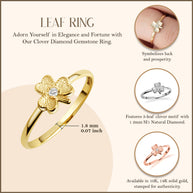 Gold Diamond Lucky 3 Leaf Clover Heart Ring (Available in Yellow/Rose/White Gold)