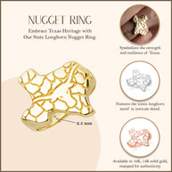 Gold Texas State Longhorn Nugget Ring (Available in Yellow/Rose/White Gold)