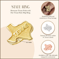 Gold Texas State Map Ring (Available in Yellow/Rose/White Gold)