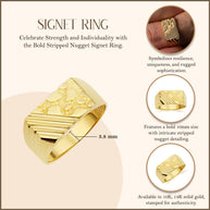Gold Striped Nugget Signet Ring