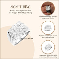 .925 Sterling Silver Striped Nugget Ring