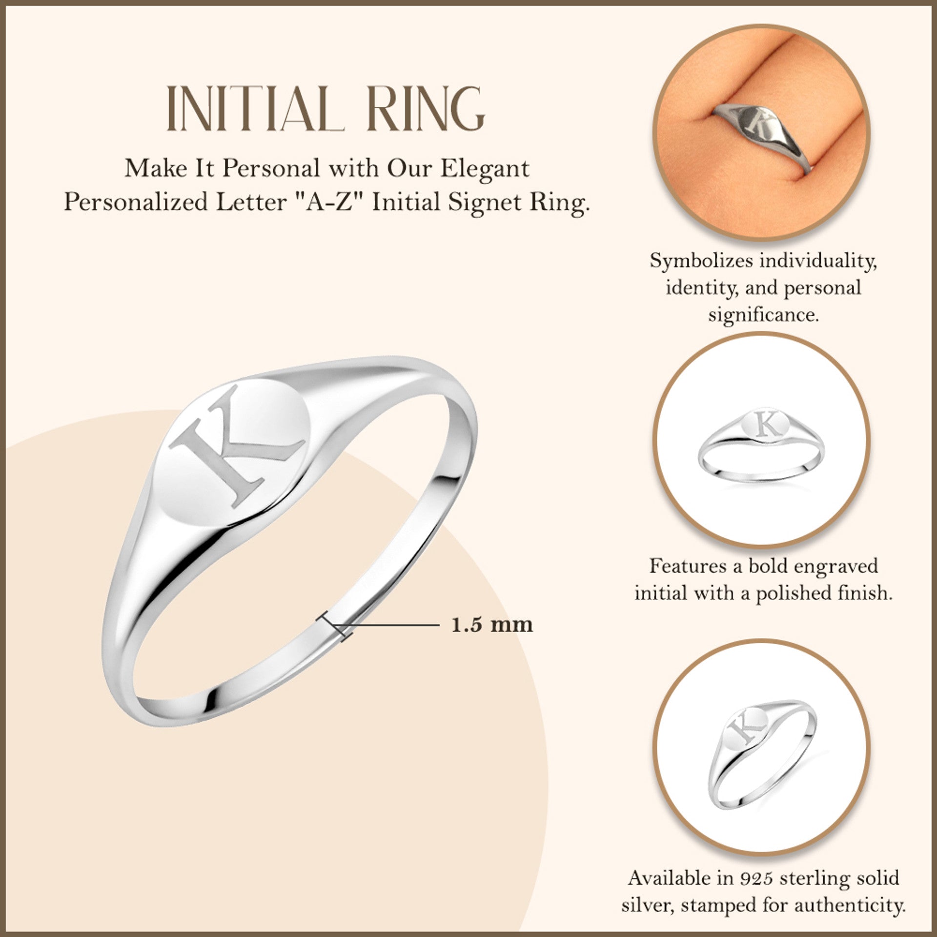 Initial Signet Ring in Silver