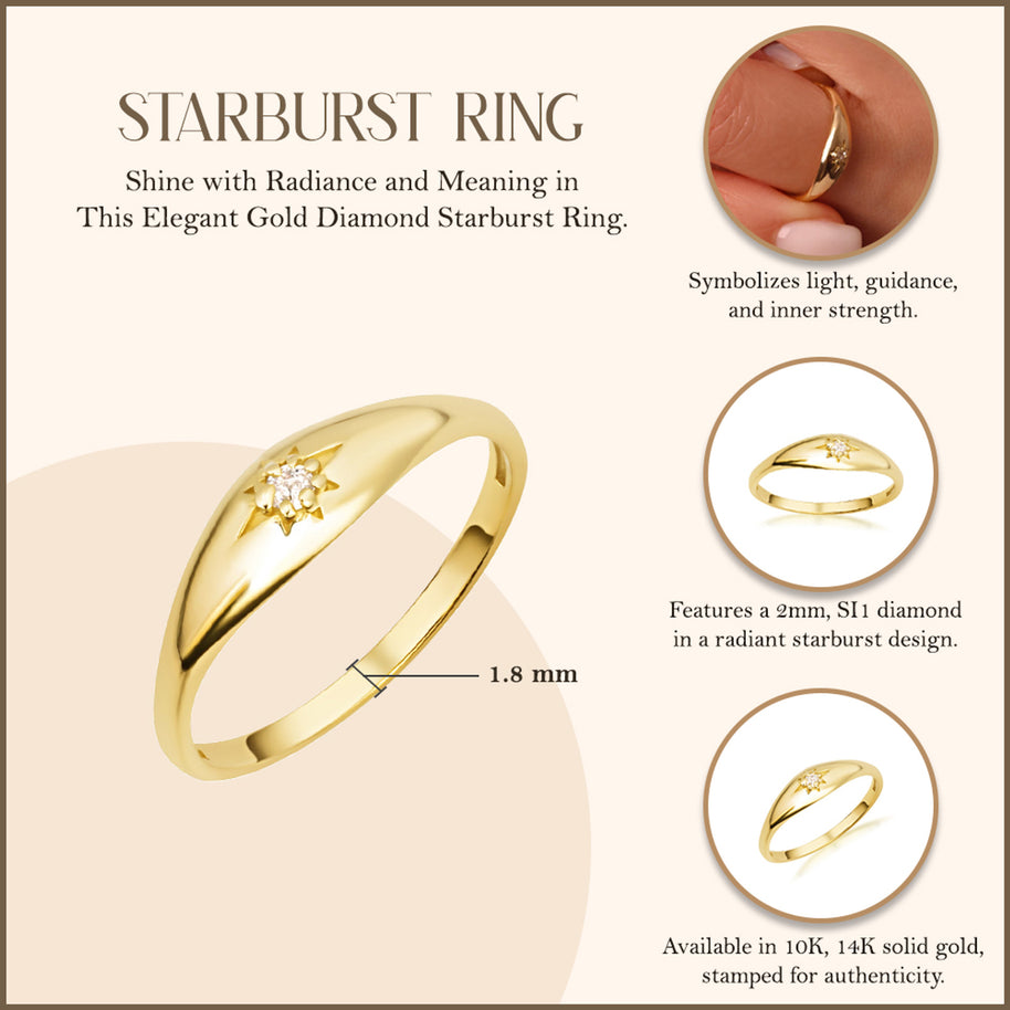 10K/14K Yellow Gold Diamond Star Ring