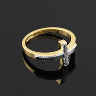 Two-Tone Solid Gold Sideways Cross RingSolid Gold Sideways Cross Ring(Available in Yellow/Rose/White Gold)