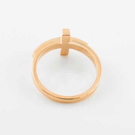 Two-Tone Solid Gold Sideways Cross RingSolid Gold Sideways Cross Ring(Available in Yellow/Rose/White Gold)
