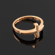 Solid Gold Sideways Cross Ring(Available in Yellow/Rose/White Gold)