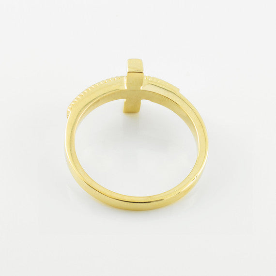 Two-Tone Solid Gold Sideways Cross RingSolid Gold Sideways Cross Ring(Available in Yellow/Rose/White Gold)