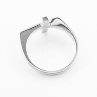 Solid Sterling Silver Flat Top Sideways Cross Ring