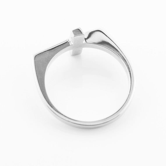 Solid Gold Flat Top Sideways Cross Ring ( Available in Yellow/Rose/White Gold)